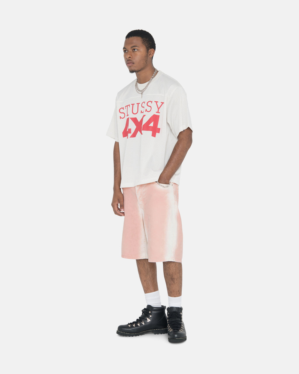 Stussy 4x4 Mesh Football Jersey Beige | 8956UWOVR