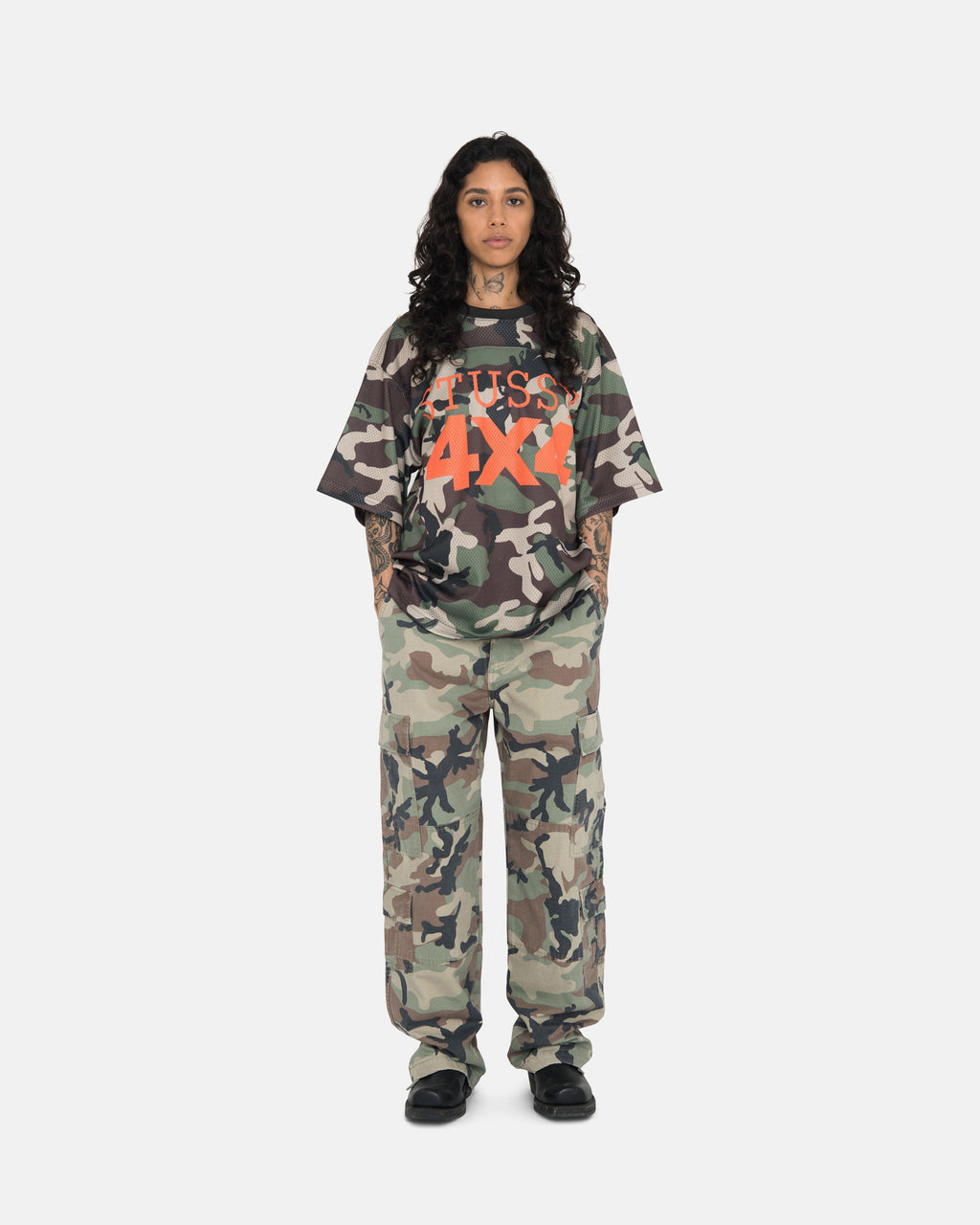 Stussy 4x4 Mesh Football Jersey Camo | 5619IQEMR