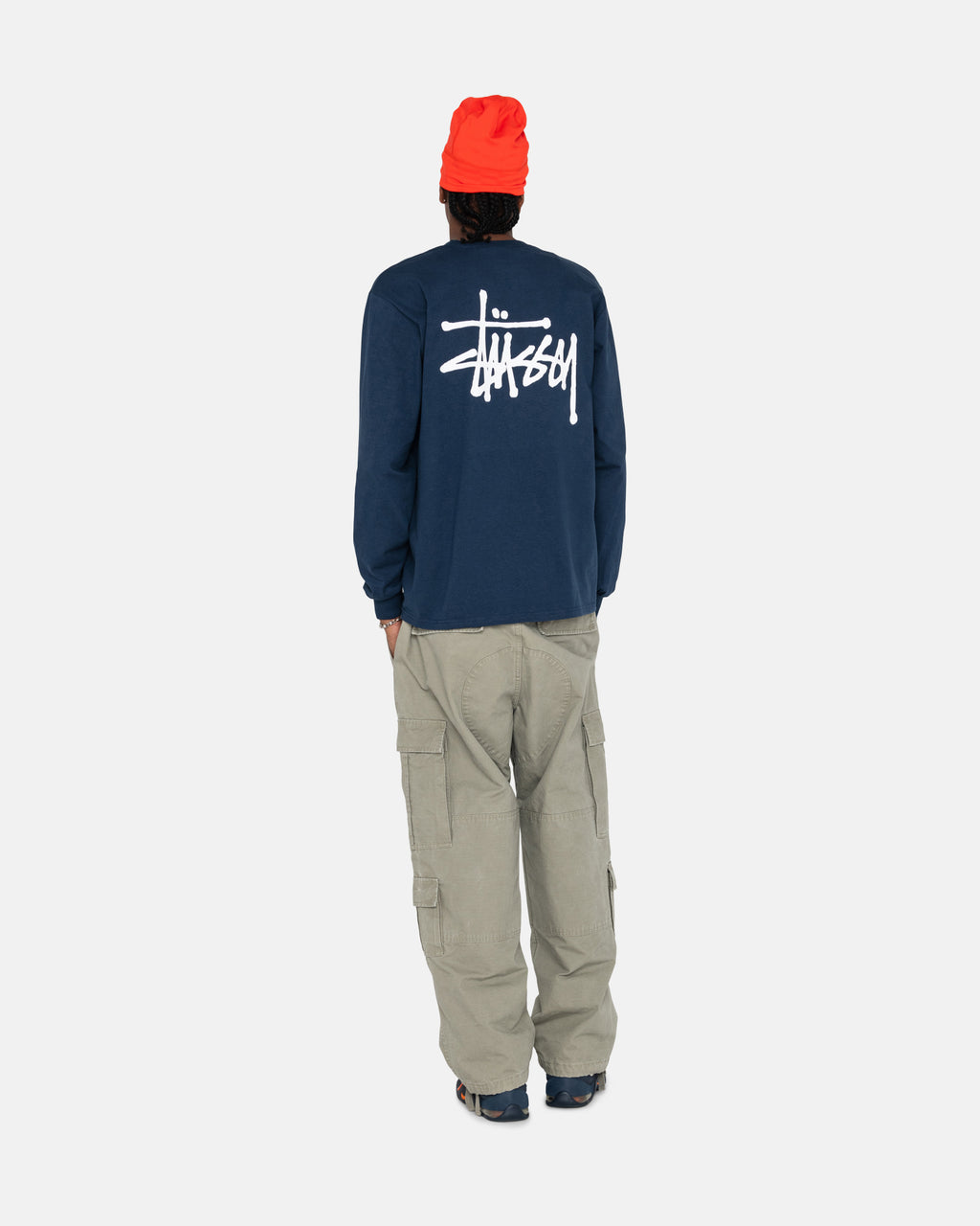 Stussy Basic Ls Løbe T-shirt Mørkeblå | 7102EKQCP