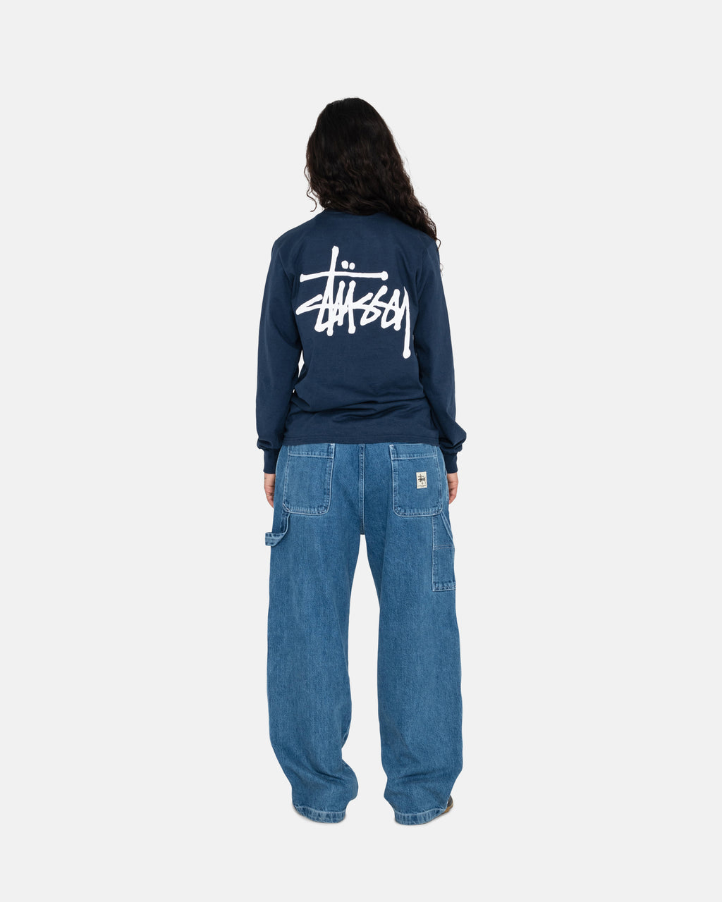 Stussy Basic Ls Løbe T-shirt Mørkeblå | 7102EKQCP