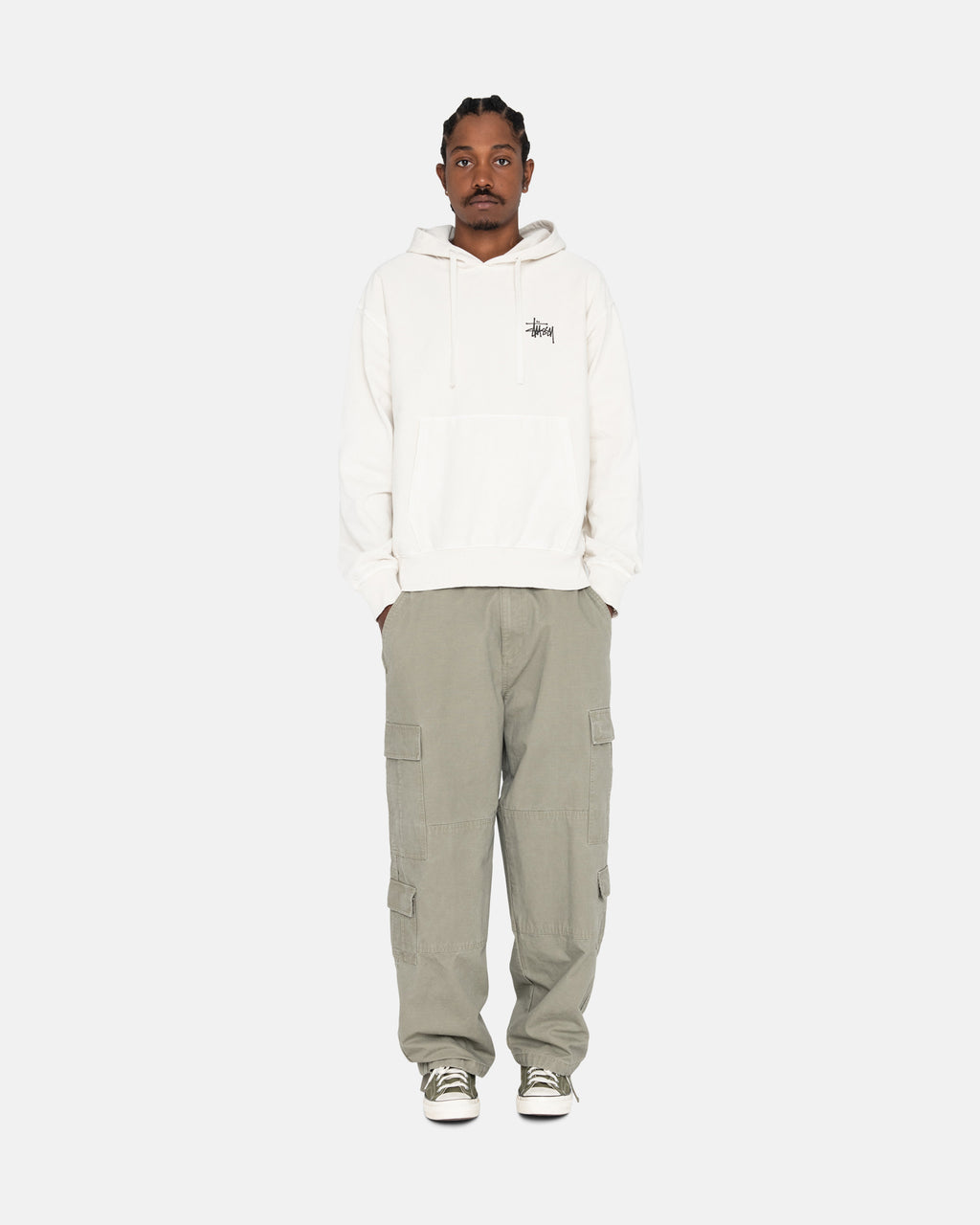 Stussy Basic Pigment Dyed Hættetrøje Beige | 3408FGZYS