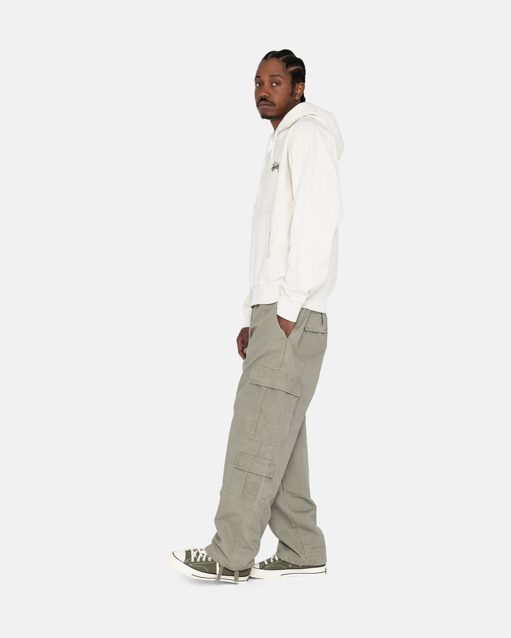 Stussy Basic Pigment Dyed Hættetrøje Beige | 3408FGZYS