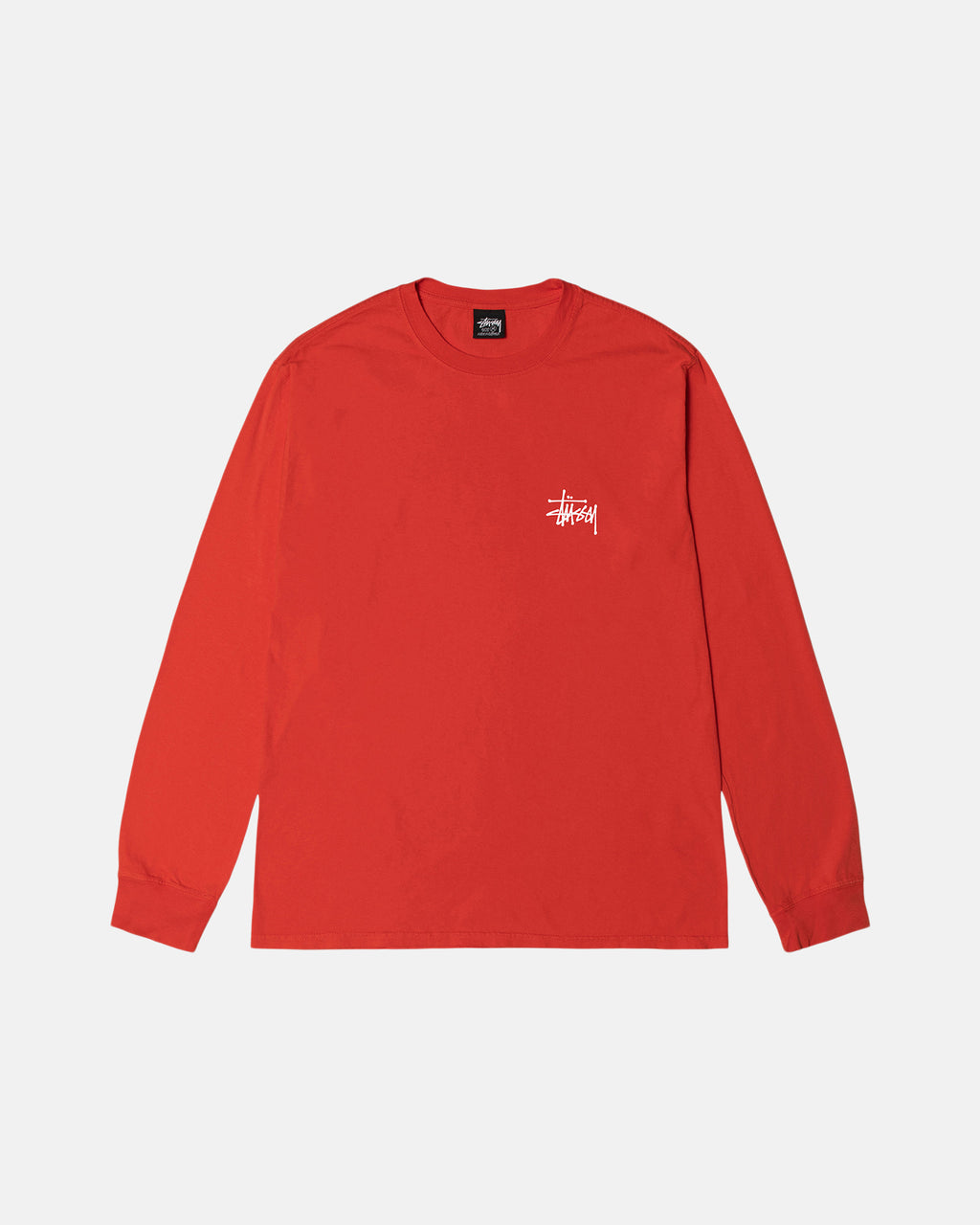 Stussy Basic Pigment Dyed Ls Løbe T-shirt Lyserød | 0135FNPAT