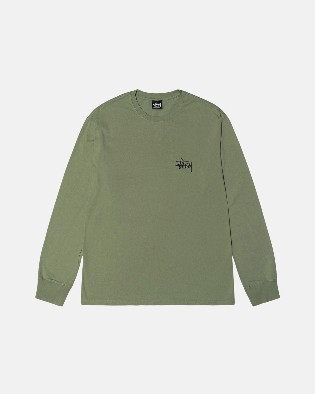 Stussy Basic Pigment Dyed Ls Løbe T-shirt Artichoke | 4856LZPFE