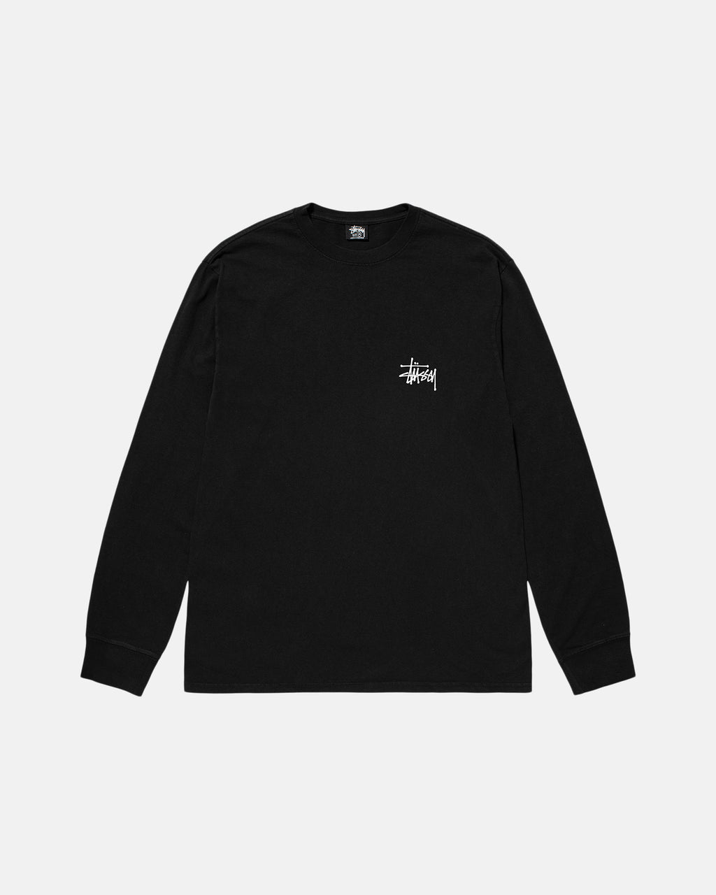 Stussy Basic Pigment Dyed Ls Løbe T-shirt Sort | 6534JQOMZ