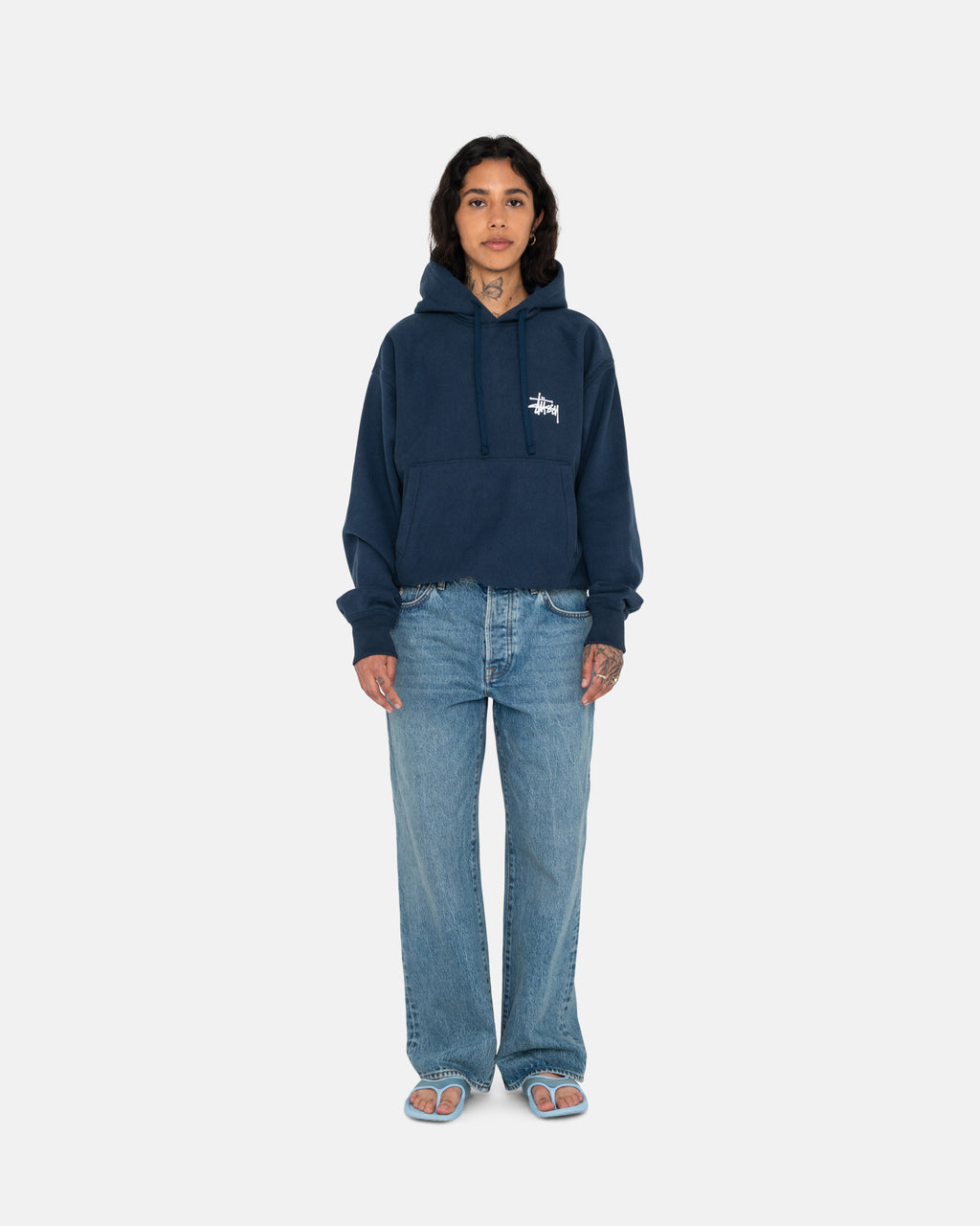 Stussy Basic Stüssy Hættetrøje Mørkeblå | 1530GZOYL