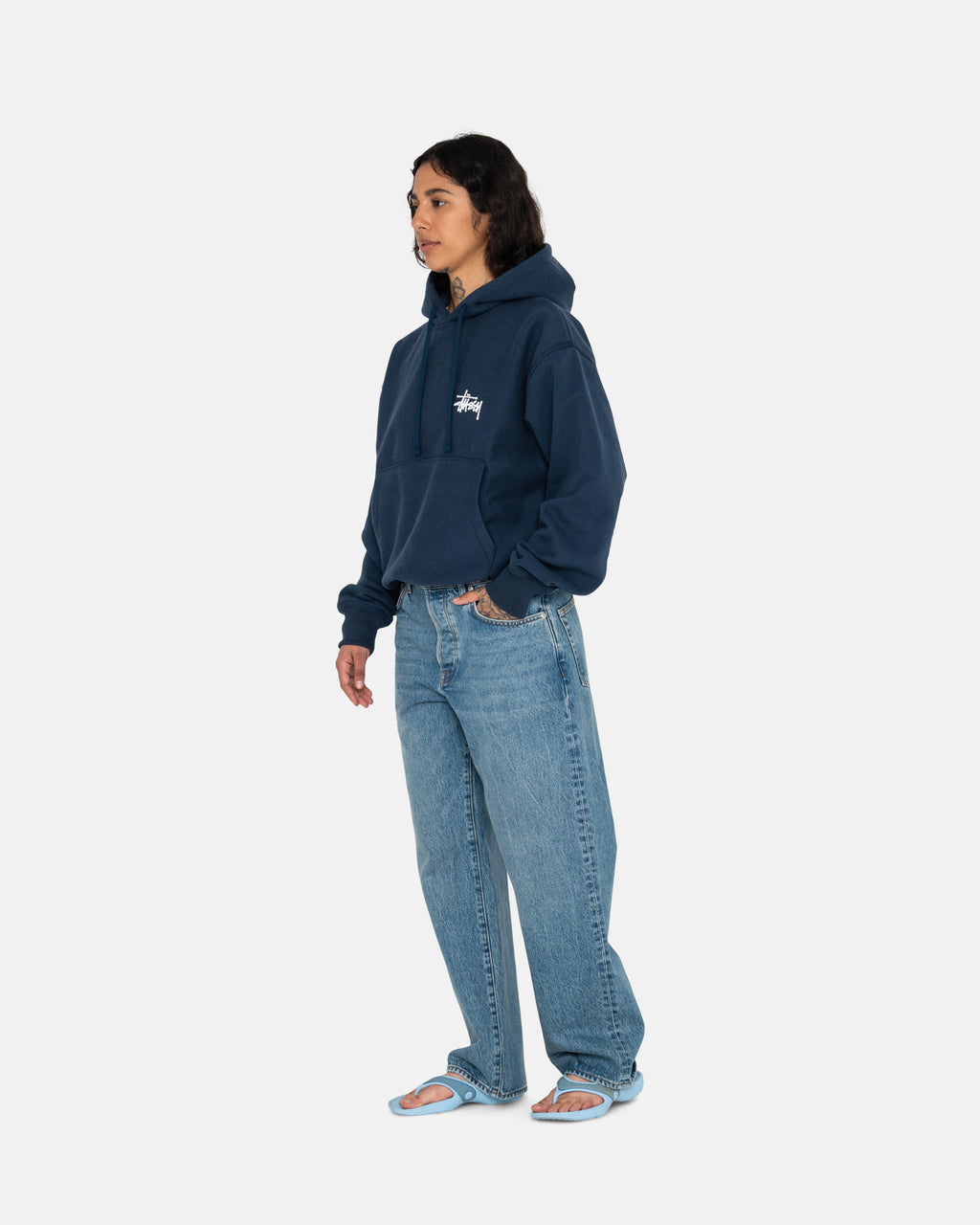 Stussy Basic Stüssy Hættetrøje Mørkeblå | 1530GZOYL