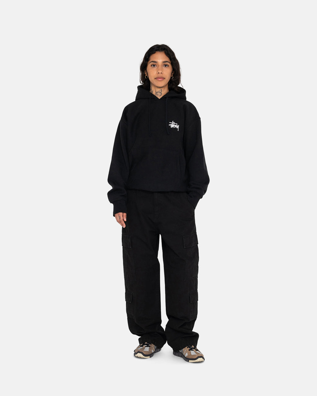 Stussy Basic Stüssy Hættetrøje Sort | 2759KRHSQ