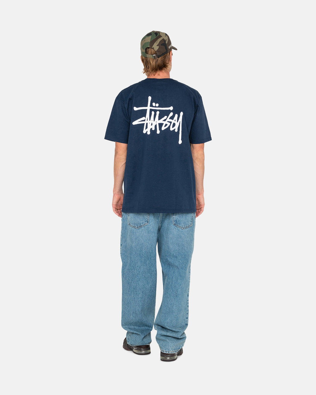 Stussy Basic Stüssy Løbe T-shirt Mørkeblå | 6054UXLIC