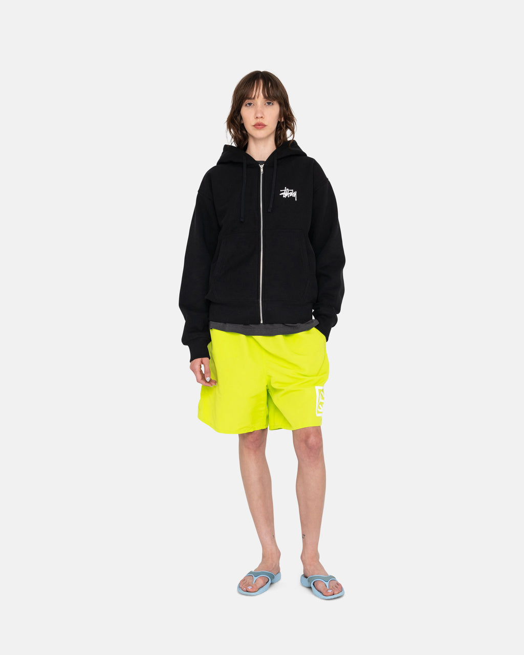 Stussy Basic Zip Hættetrøje Sort | 5637ZIMGT