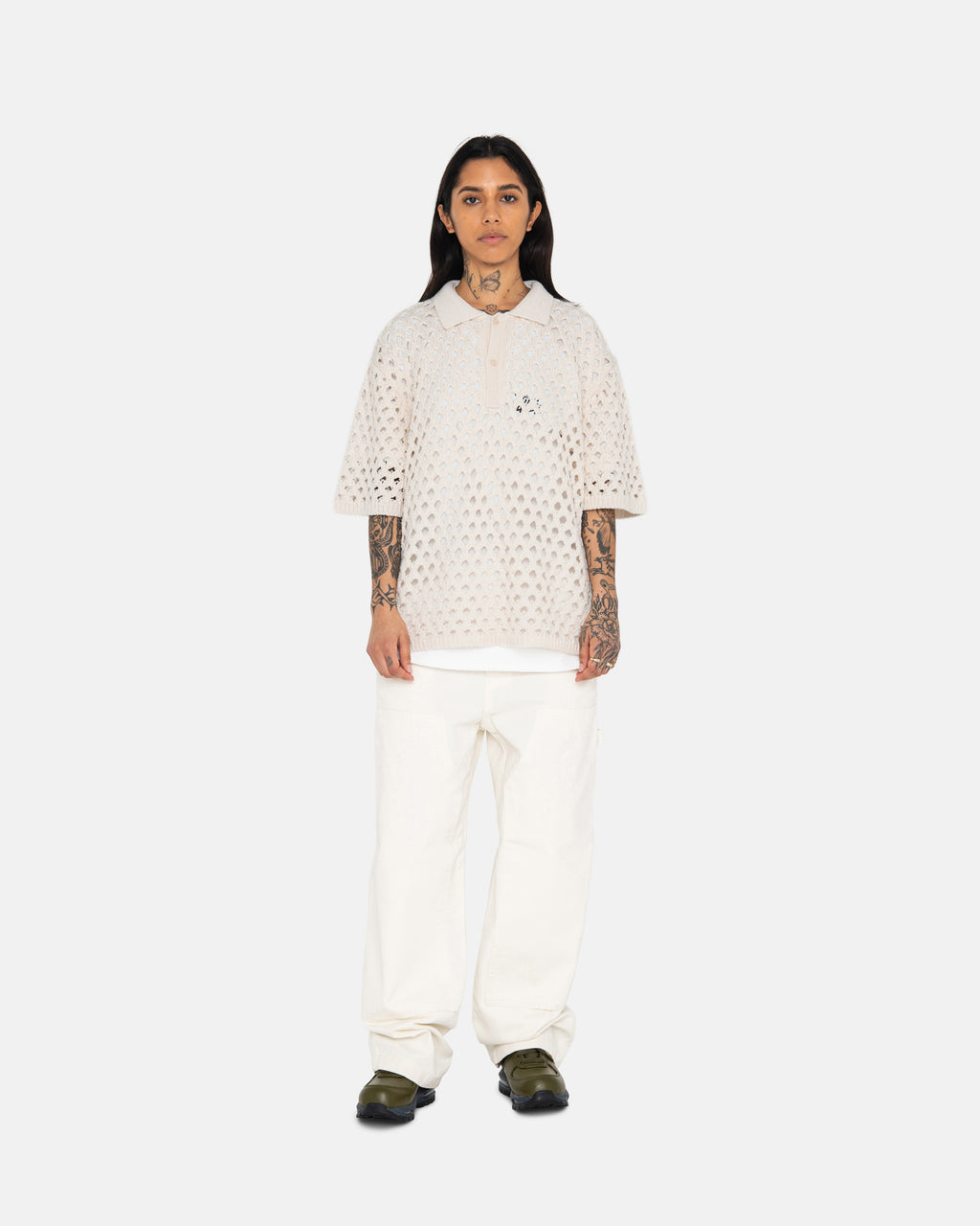 Stussy Big Mesh Polo Trøjer Hvide | 7035TXDZB