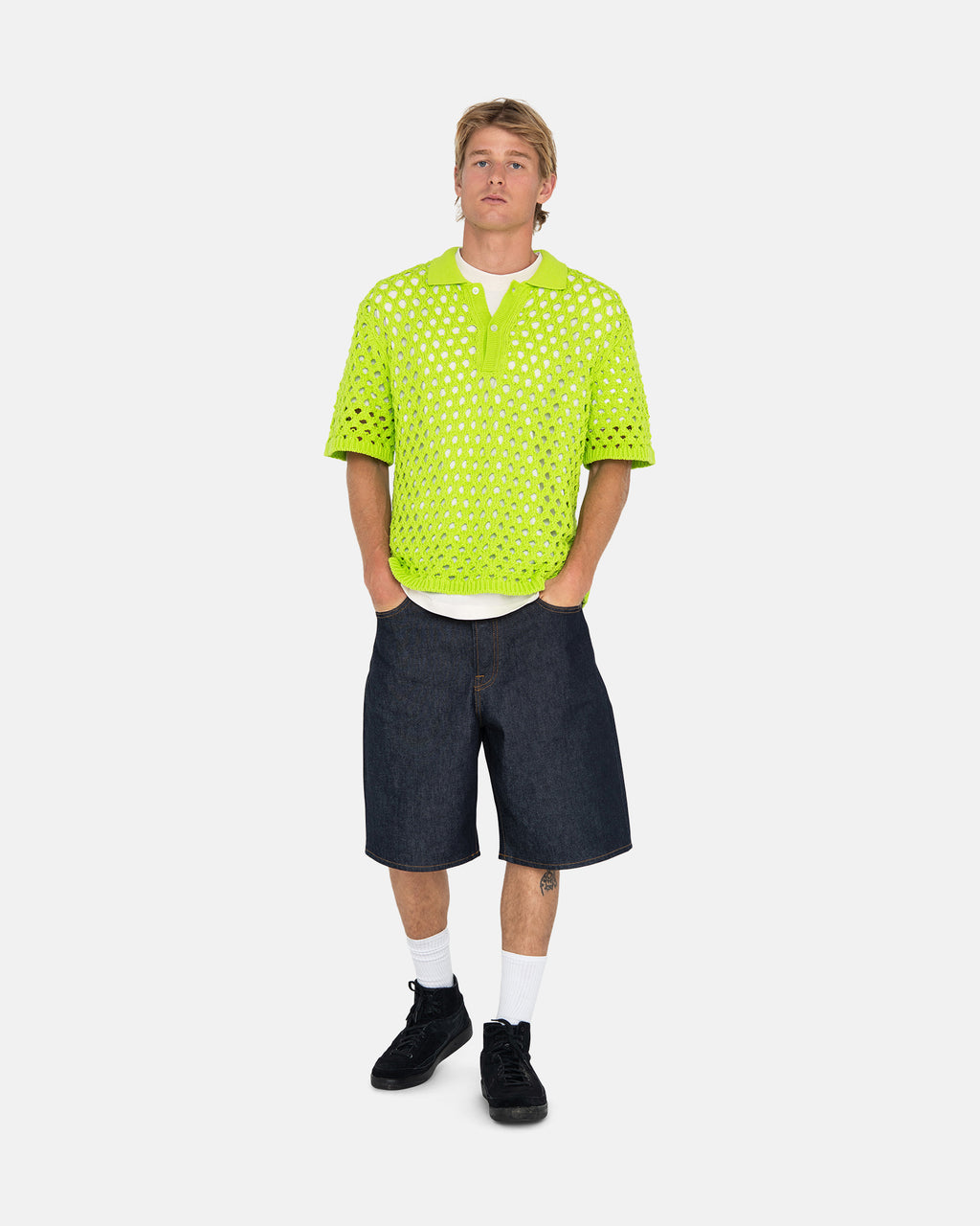 Stussy Big Mesh Polo Trøjer Lysegrøn | 1798HTOUL