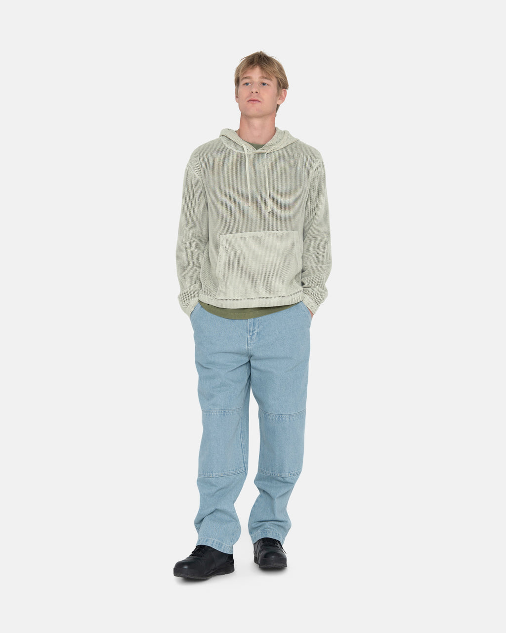 Stussy Bomulds Mesh Hættetrøje Beige | 7269KELTV