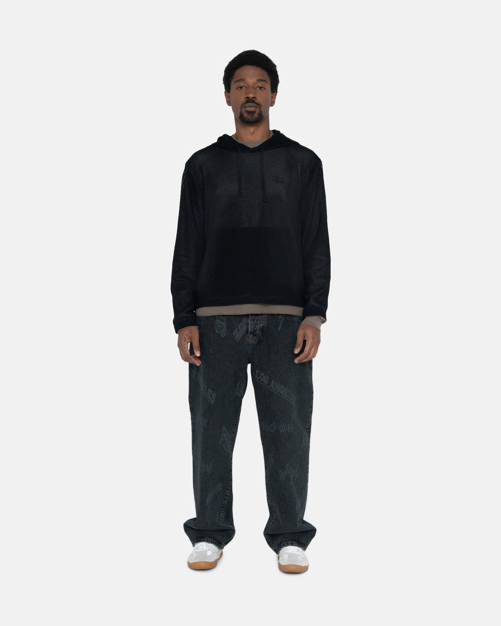 Stussy Bomulds Mesh Hættetrøje Sort | 9862IGAZB