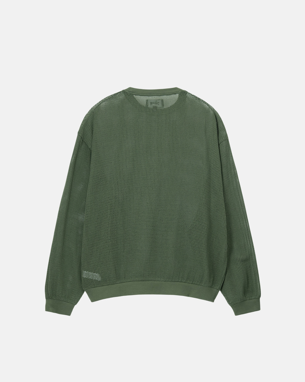 Stussy Bomulds Mesh Ls Crew Skjorte Olivengrøn | 6473NSBWA