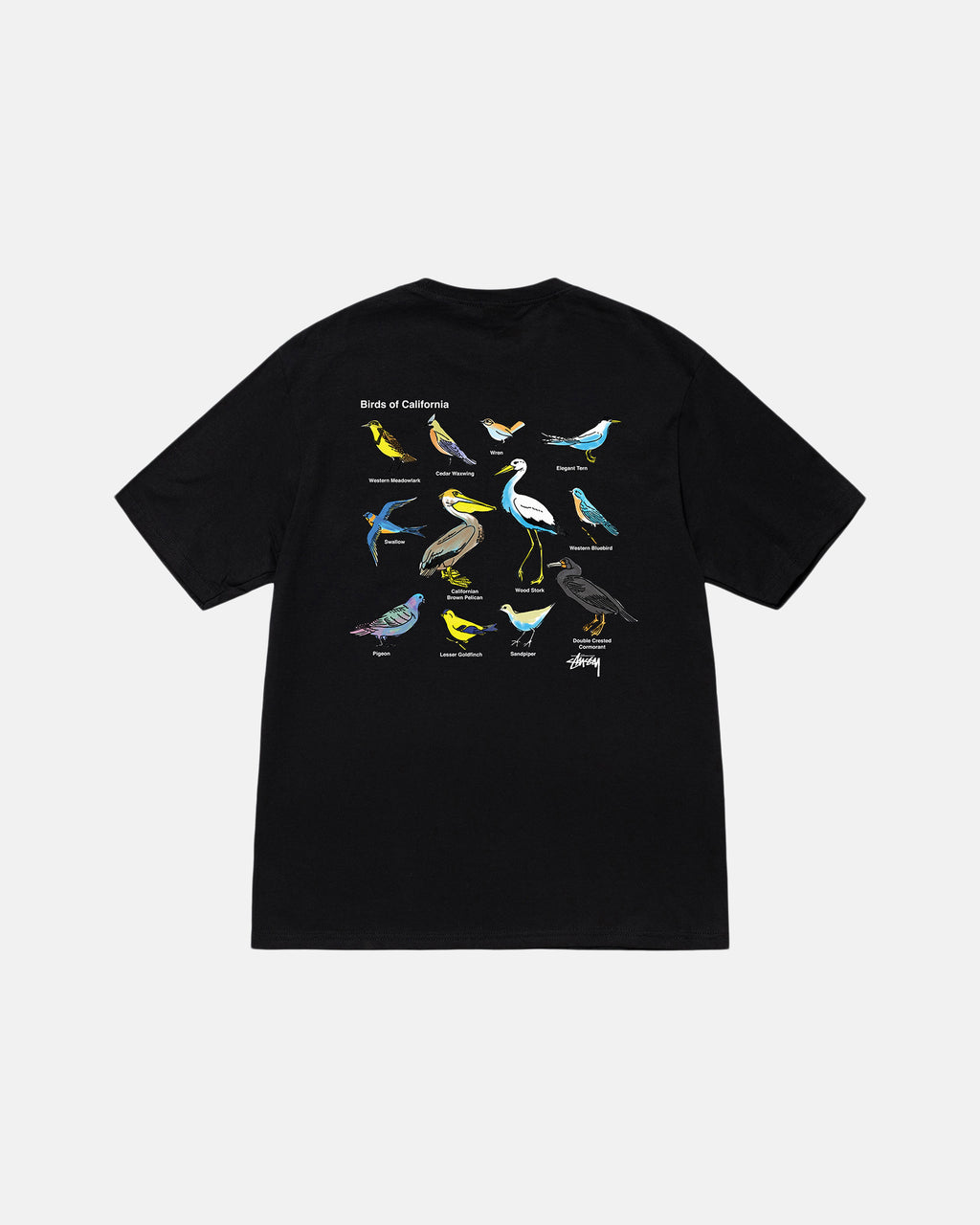 Stussy California Birds Løbe T-shirt Sort | 7580XZUJQ