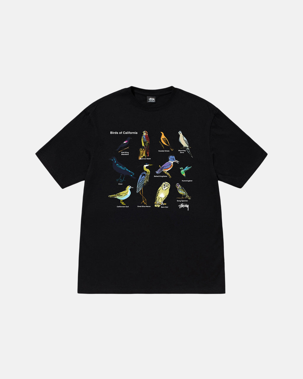 Stussy California Birds Løbe T-shirt Sort | 7580XZUJQ