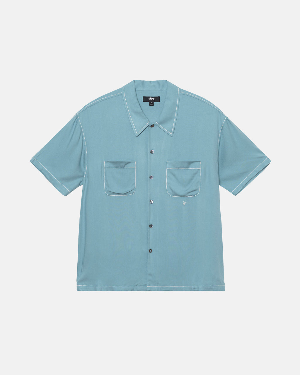 Stussy Contrast Pick Stitched Skjorte Blå | 3028KBPOR