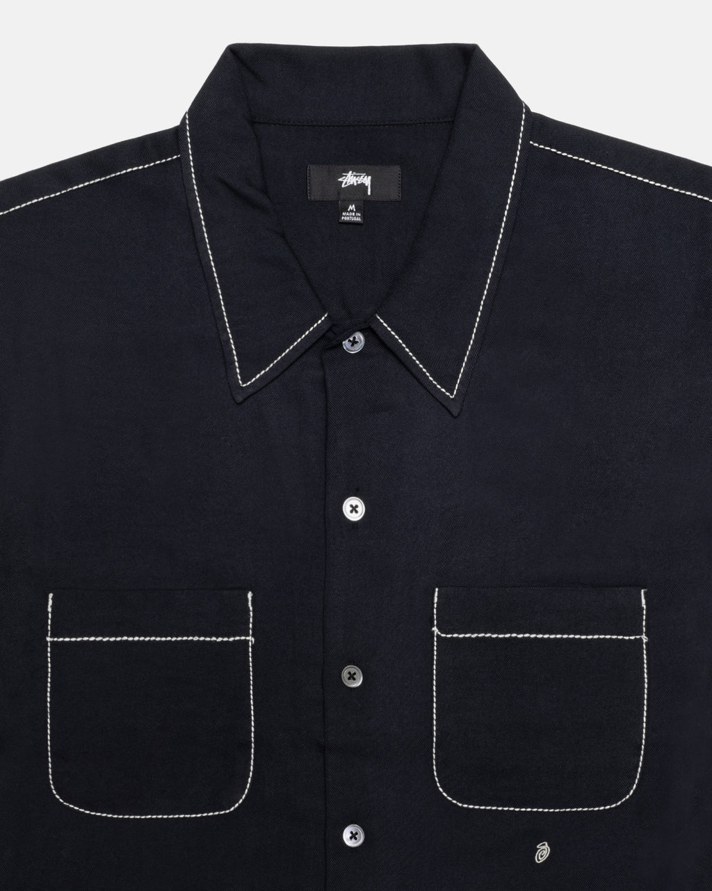 Stussy Contrast Pick Stitched Skjorte Sort | 5483QBKRC