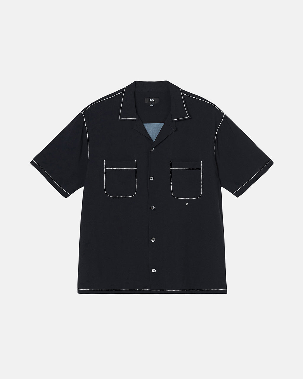 Stussy Contrast Pick Stitched Skjorte Sort | 5483QBKRC