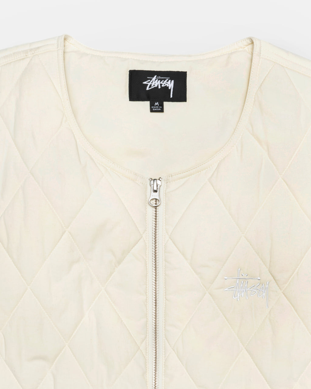 Stussy Diamond Quiltet Veste Hvide | 3562KOTBL