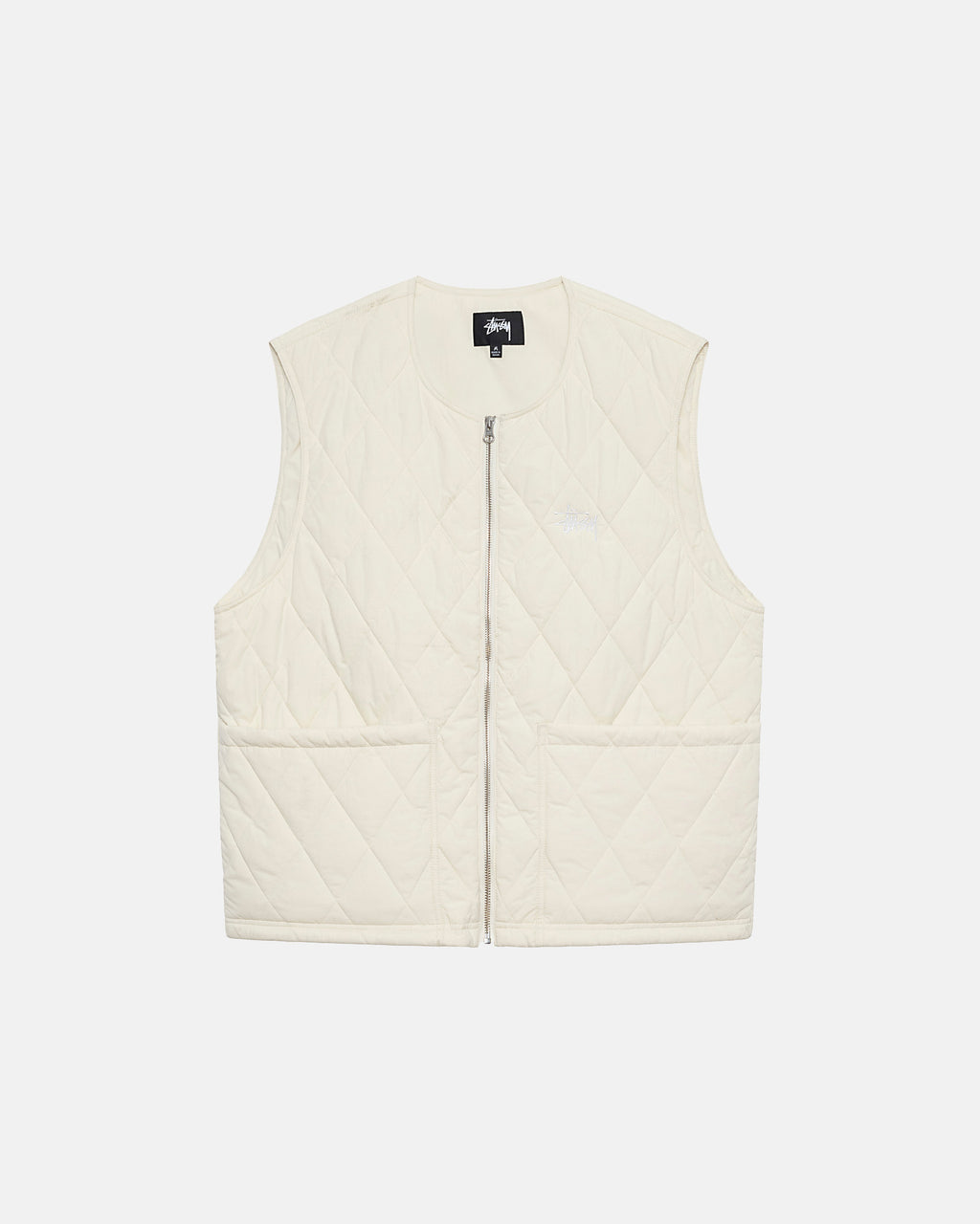 Stussy Diamond Quiltet Veste Hvide | 3562KOTBL