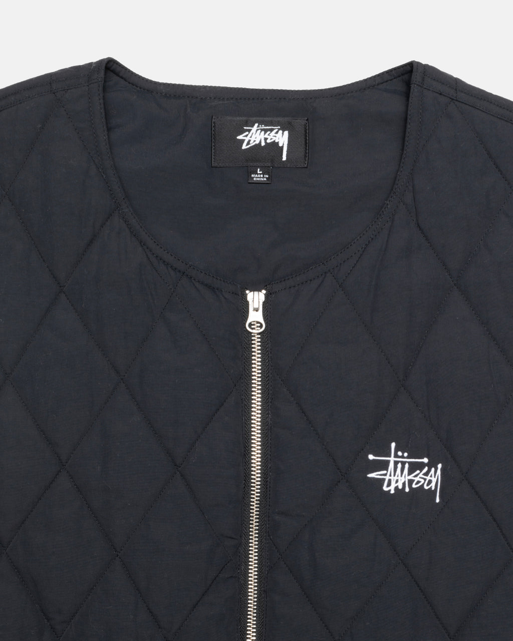 Stussy Diamond Quiltet Veste Sort | 1527KFIRS