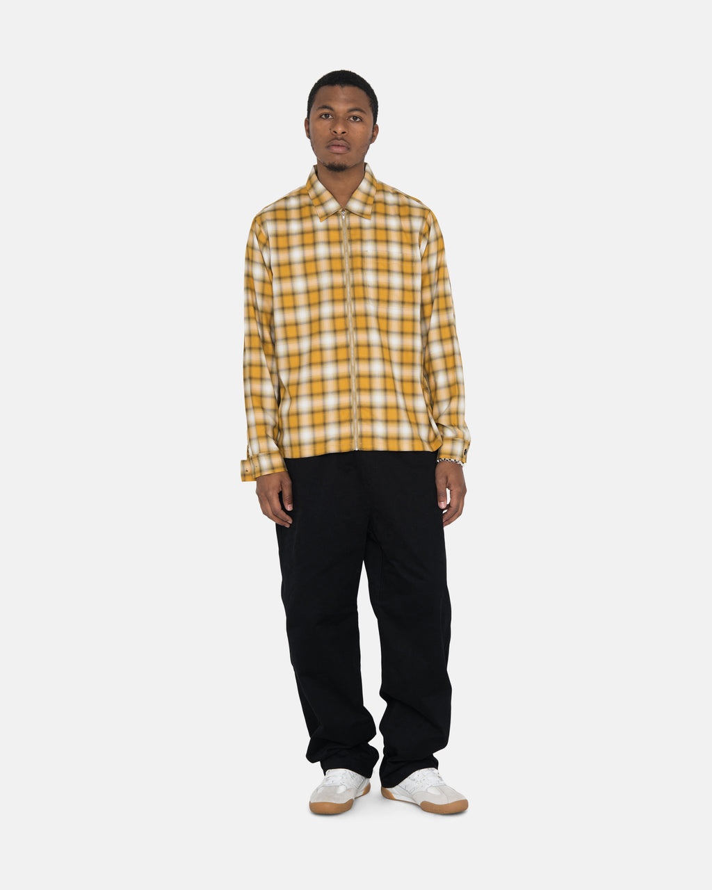 Stussy Eddie Plaid Zip Skjorte Sennep | 4815WKQVP