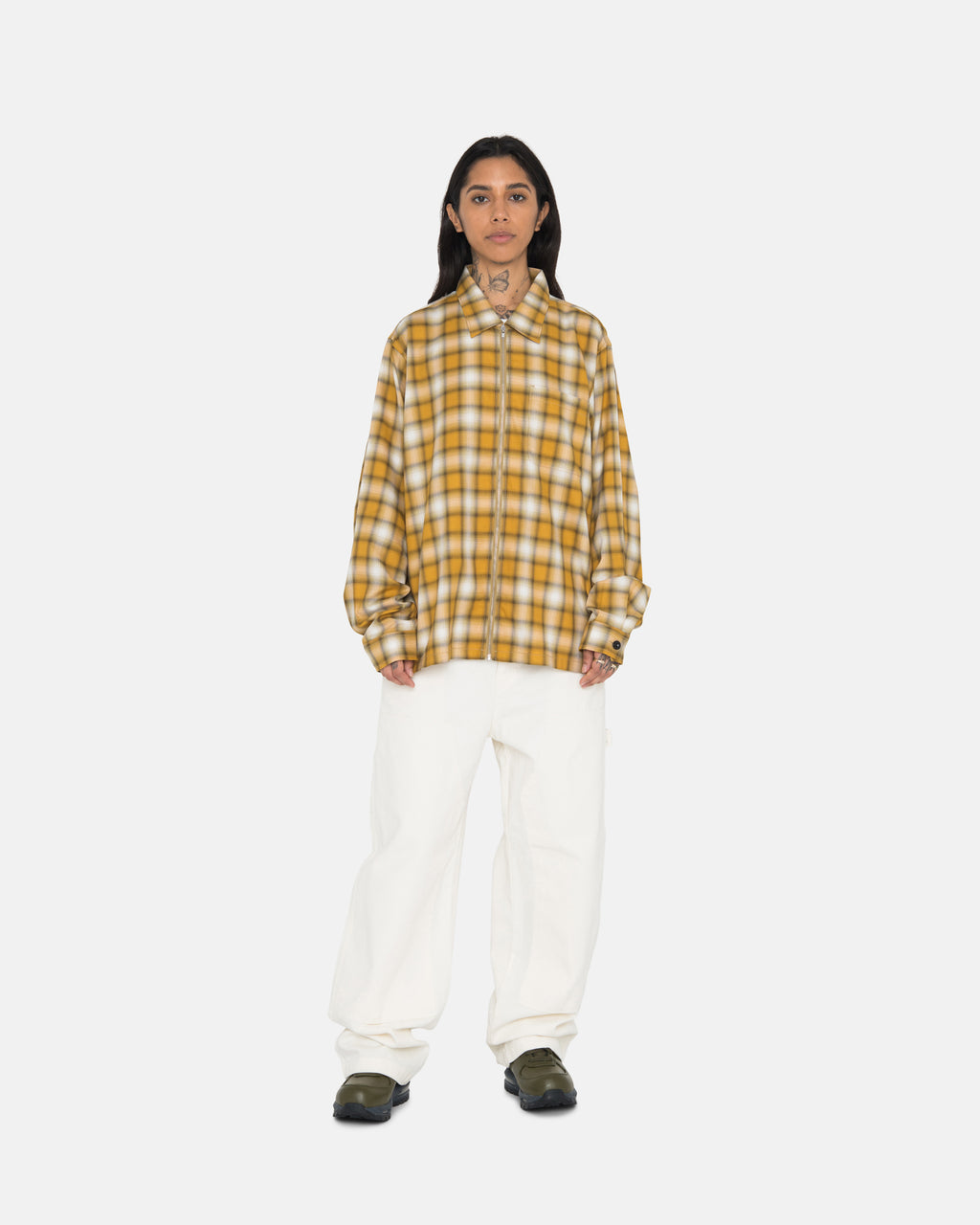 Stussy Eddie Plaid Zip Skjorte Sennep | 4815WKQVP