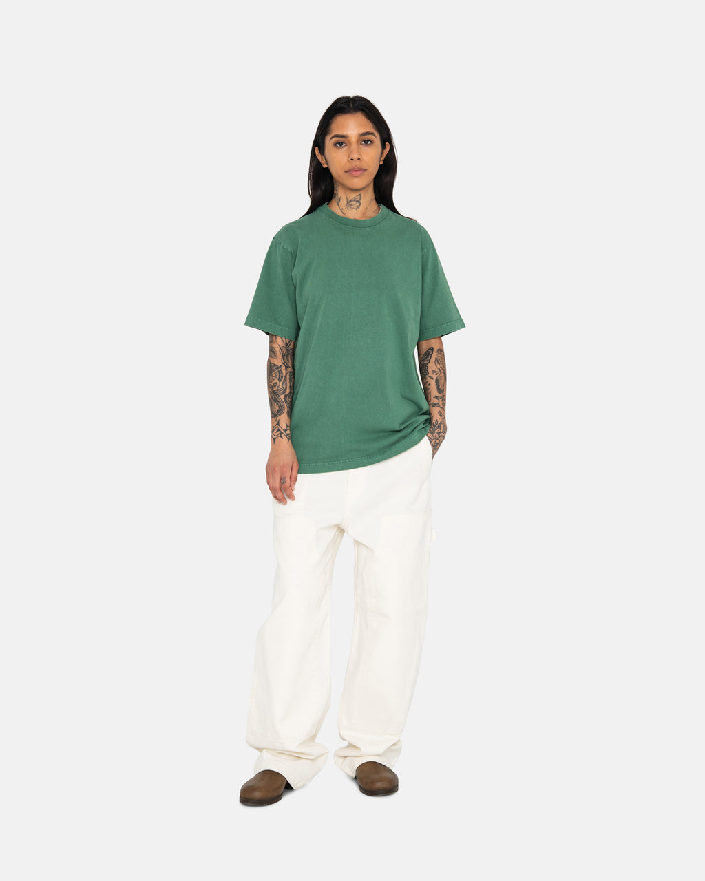 Stussy Heavyweight Pigment Dyed Crew Løbe T-shirt Dyb Grøn | 0528LDEBQ