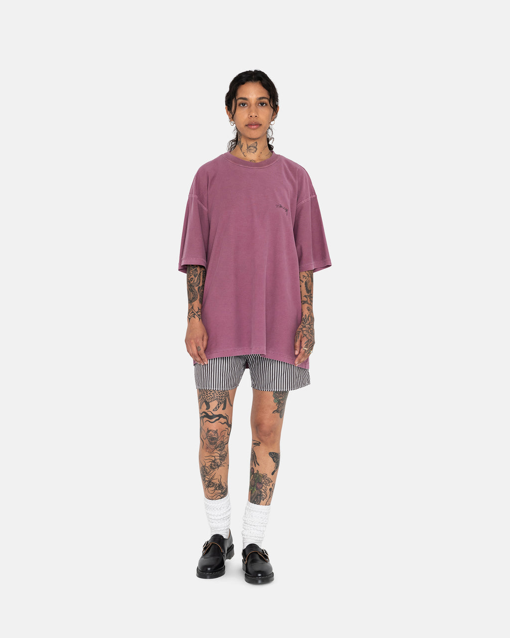 Stussy Lazy Løbe T-shirt Lilla | 0371ZODQS