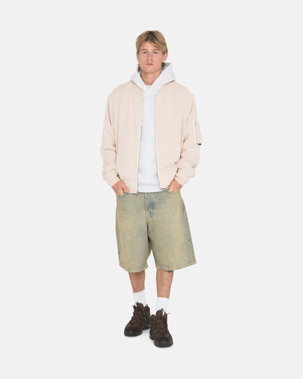 Stussy Linen Beach Bomber Jakke Beige | 9684BUSXV