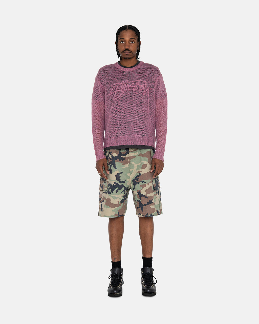 Stussy Loose Knit Logo Trøjer Lilla | 7682YAUWQ