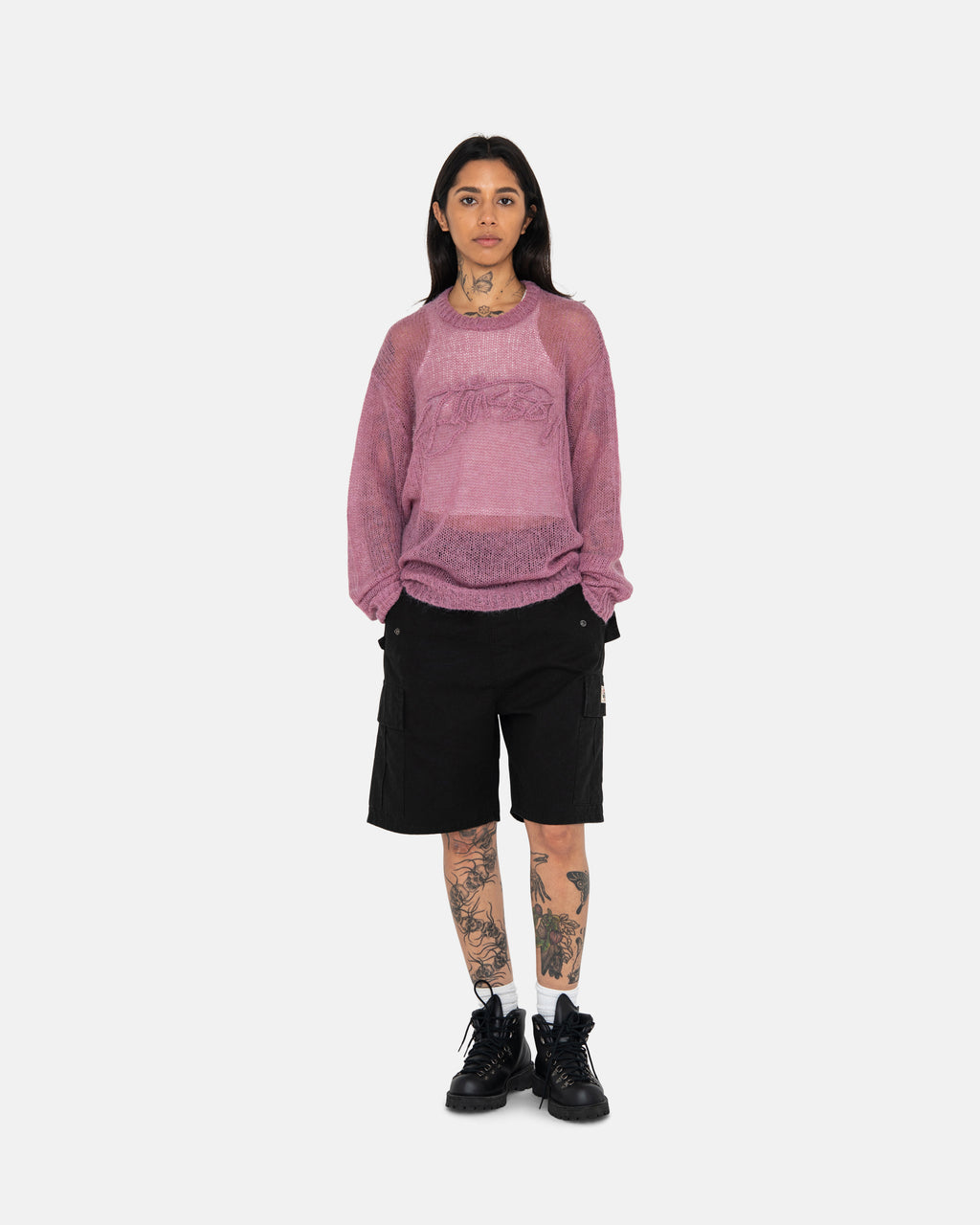 Stussy Loose Knit Logo Trøjer Lilla | 7682YAUWQ