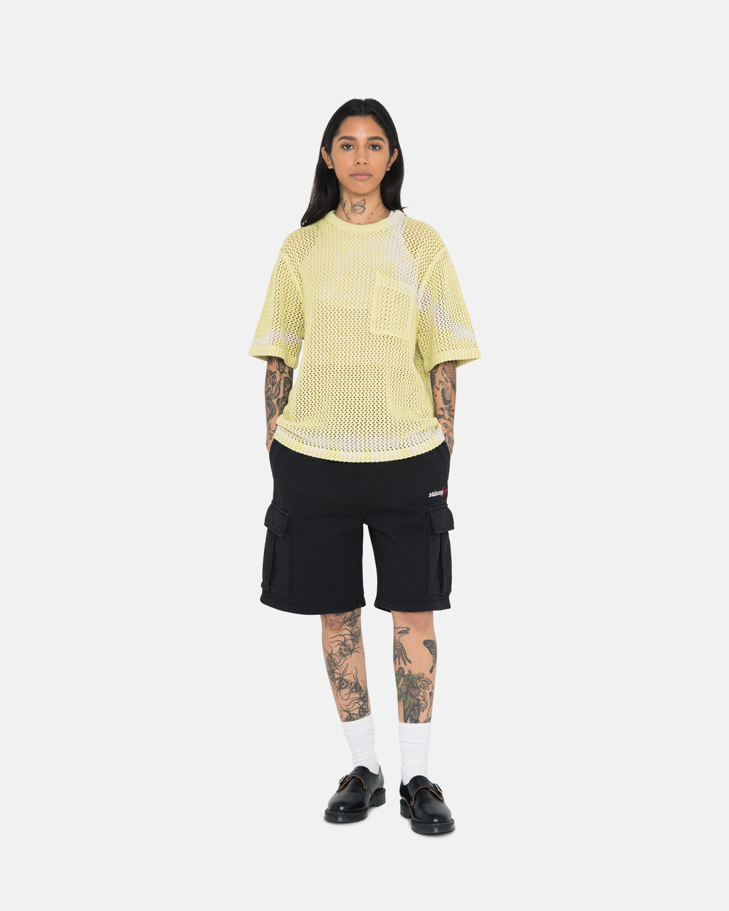 Stussy O'dyed Heavyweight Mesh Crew Skjorte Gul | 3416HKYQV