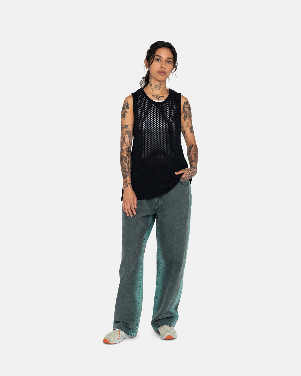 Stussy O'dyed Heavyweight Mesh Tank Top Sort | 3046PFLIV