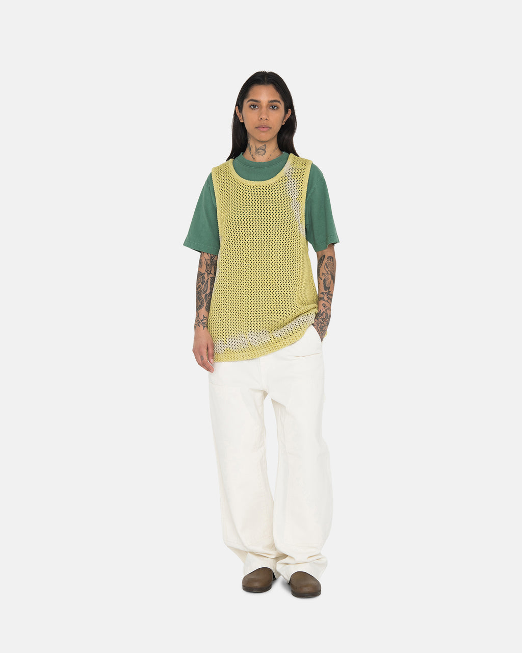 Stussy O'dyed Heavyweight Mesh Tank Top Gul | 7941JFDAG