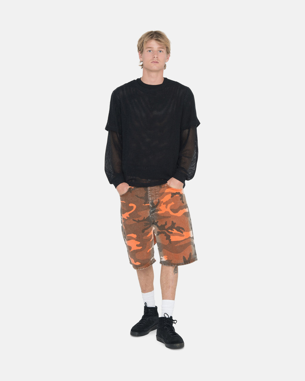 Stussy Spray Dye Big Ol' Shorts Orange Camo | 7602WQDLI