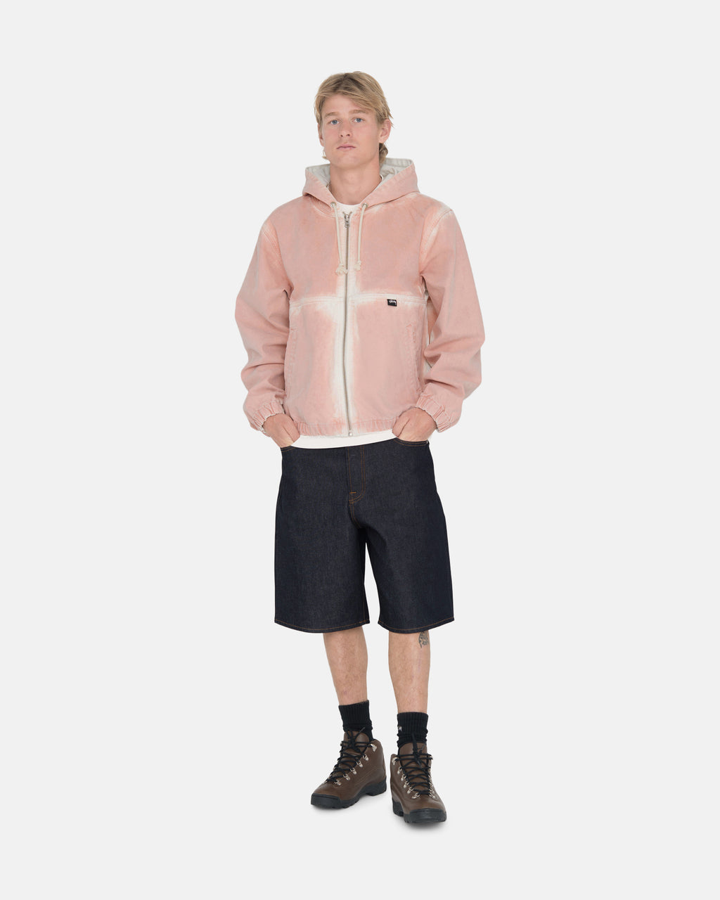 Stussy Spray Dye Hætte Arbejds Jakke Lyserød | 7126WOLPU