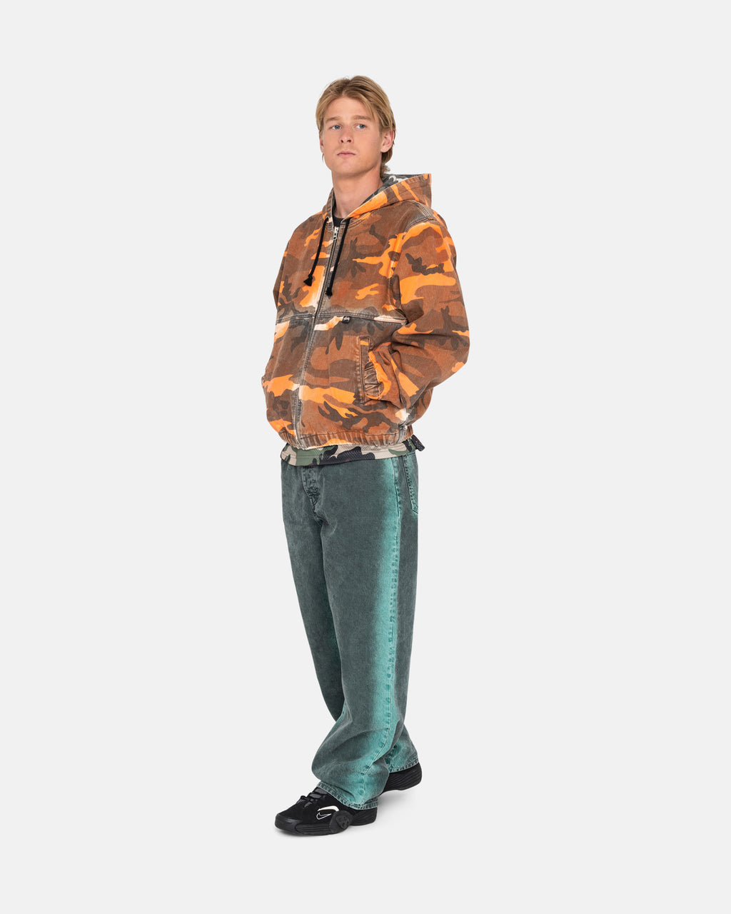 Stussy Spray Dye Hætte Arbejds Jakke Orange Camo | 2967VNFCK