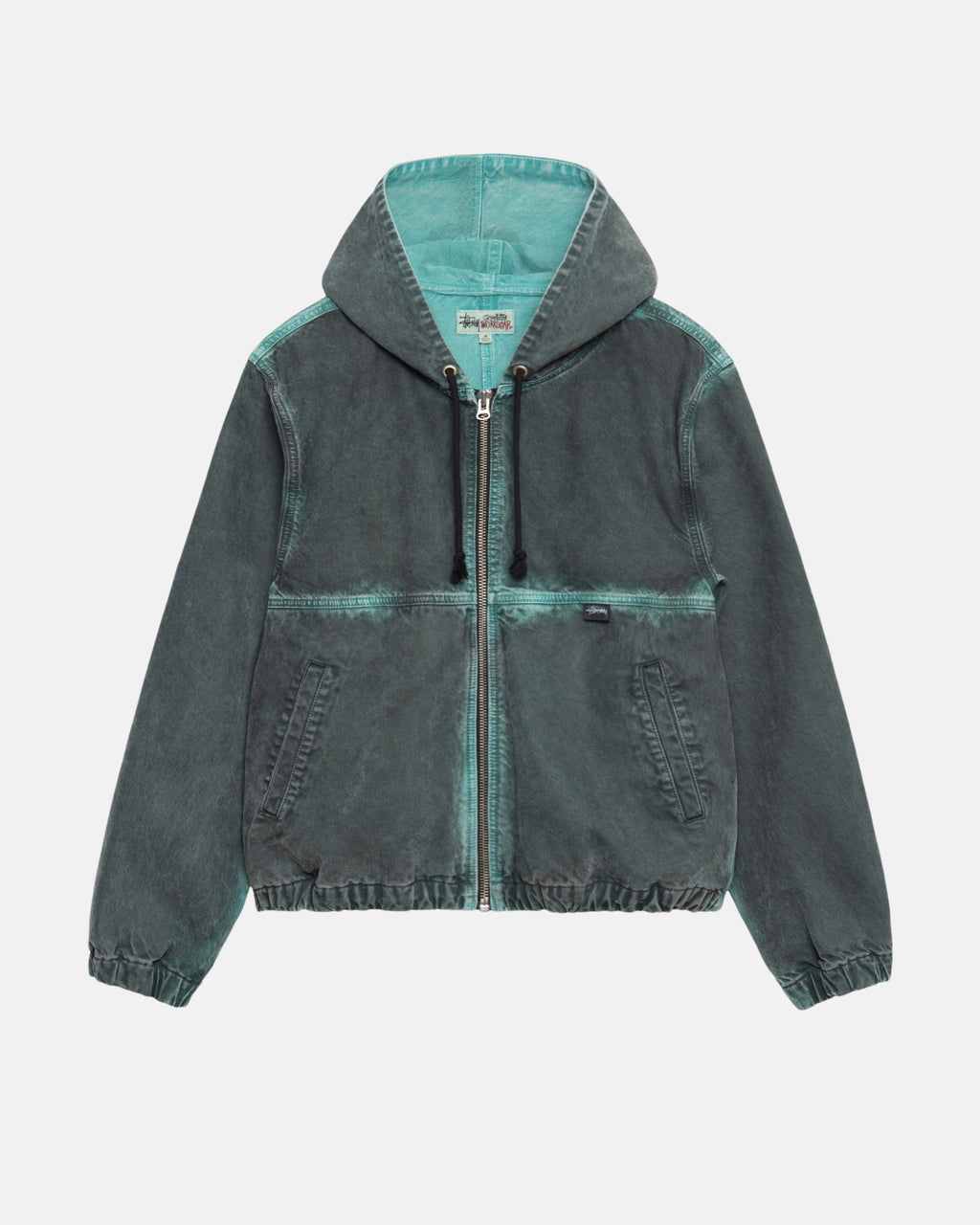 Stussy Spray Dye Hætte Arbejds Jakke Sort | 0385FQGVP