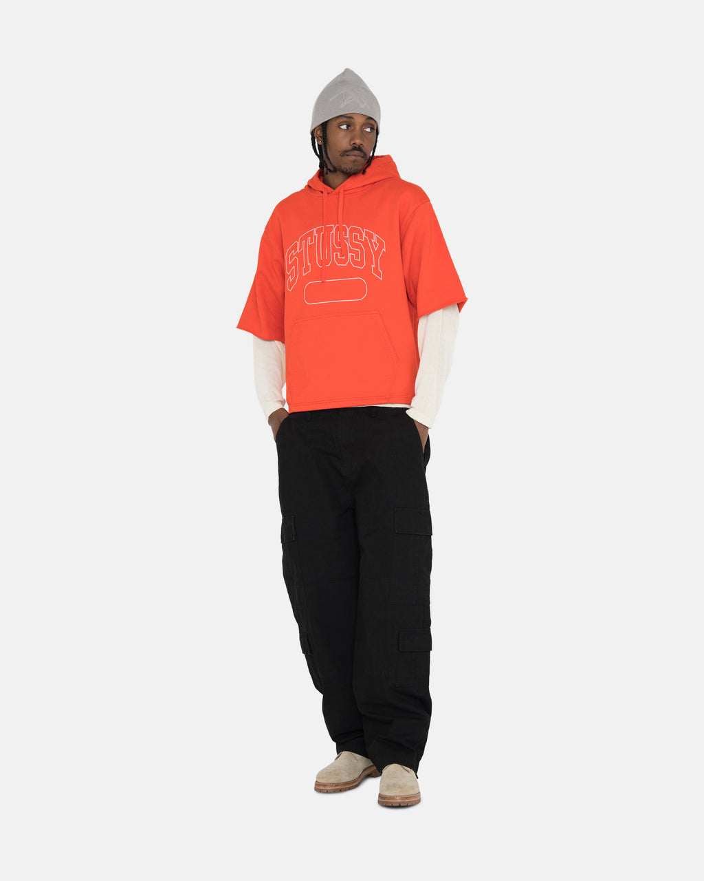 Stussy Ss Boxy Cropped Hættetrøje Dyb Orange | 6247PCIXY