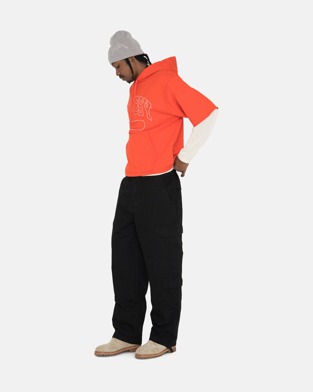 Stussy Ss Boxy Cropped Hættetrøje Dyb Orange | 6247PCIXY