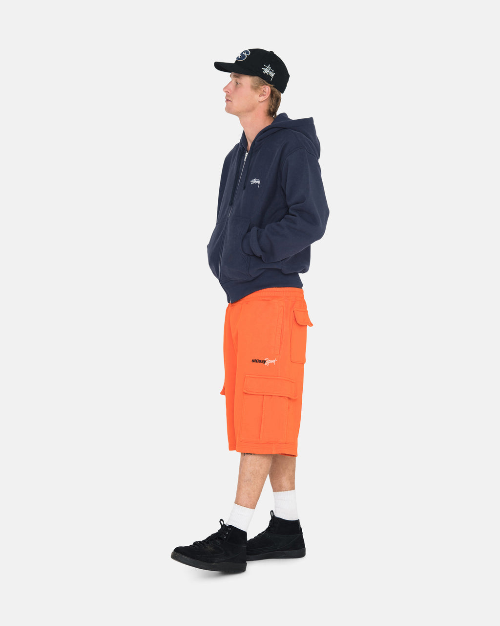 Stussy Stock Logo Zip Hættetrøje Mørkeblå | 4673GQVIP