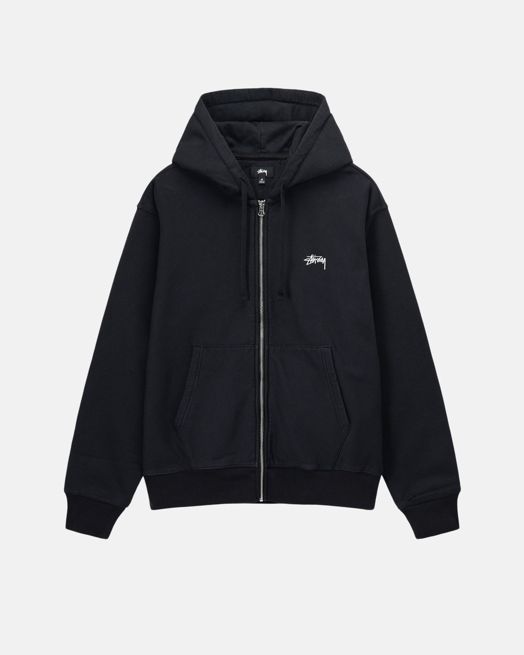 Stussy Stock Logo Zip Hættetrøje Sort | 3467LWSTF