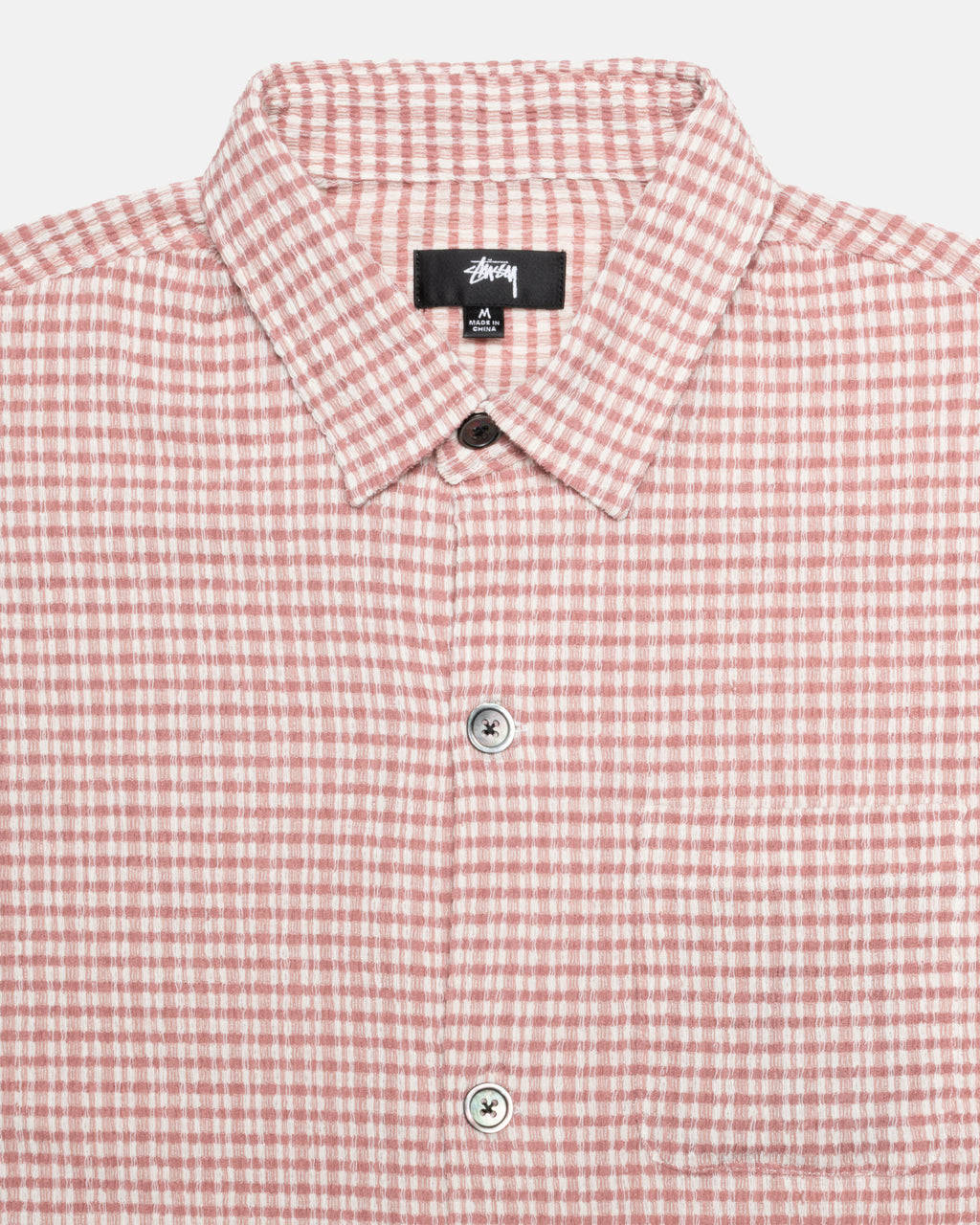 Stussy Wrinkly Gingham Ss Skjorte Lyserød | 7294IHEOV