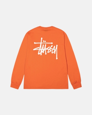 Stussy Basic Ls Løbe T-shirt Koral | 5346ACRYZ