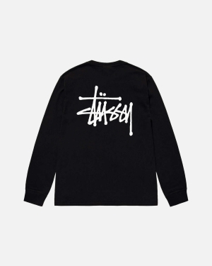 Stussy Basic Ls Løbe T-shirt Sort | 9853COBJM