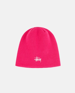 Stussy Basic Skullcap Beanie Kasketter Mørkelyserød | 3910FHUIY