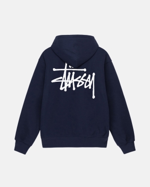 Stussy Basic Stüssy Hættetrøje Mørkeblå | 1530GZOYL